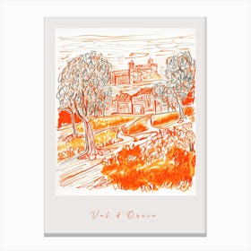 Val D'Orcia Italy Orange Drawing Poster Canvas Print
