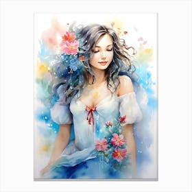 Girl With Flowers 3 Canvas Print