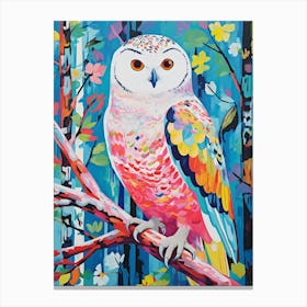 Colourful Bird Painting Snowy Owl 3 Canvas Print