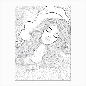 Line Art Inspired By The Sleeping Gypsy 6 Canvas Print