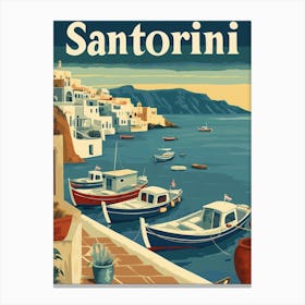 Aihrgdesign A Retro Travel Poster For Santorini Featuring A C F0a0142c 5c80 4c18 B4c1 70b753e94b60 0 Canvas Print