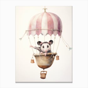 Baby Opossum 1 In A Hot Air Balloon Canvas Print