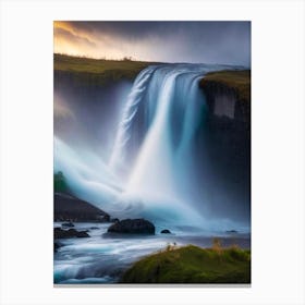 Goðafoss, Iceland Realistic Photograph (1) Canvas Print