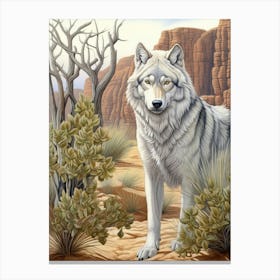 Tundra Wolf Desert Scenery 1 Canvas Print