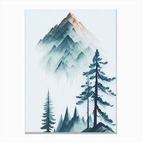 Mountain And Forest In Minimalist Watercolor Vertical Composition 250 Canvas Print