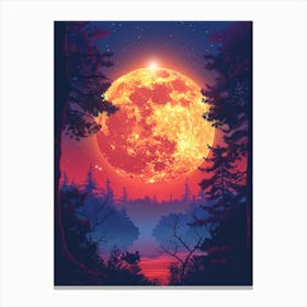 Full Moon In The Forest 4 Canvas Print