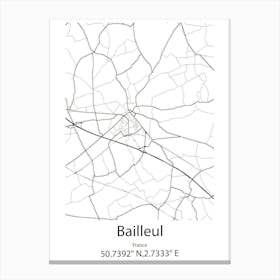 Bailleul,France Minimalist Map Canvas Print