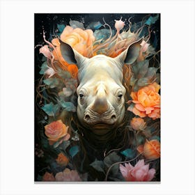 Floral Fantasy Rhino Canvas Print