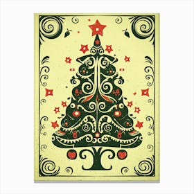 Christmas Tree, Vintage Postcard Canvas Print