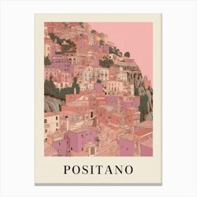 Positano 2 Vintage Pink Italy Poster Canvas Print
