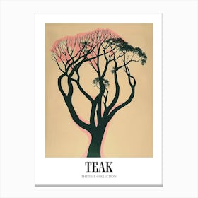 Teak Tree Colourful Illustration 4 Poster Canvas Print
