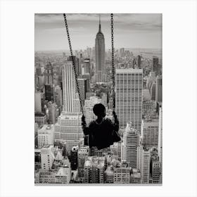Playground Swings Empire State Building 1 Canvas Print
