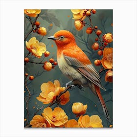 Bird Perched On A Branch Canvas Print