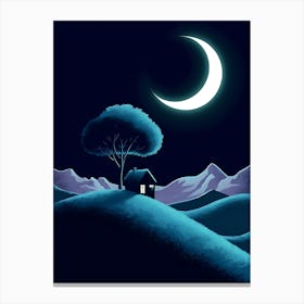 Night Sky With A House Canvas Print