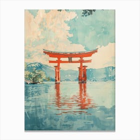 Miyajima Japan 6 Retro Illustration Canvas Print