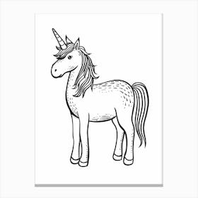Black & White Unicorn Doodle Canvas Print