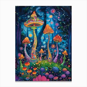 Mushrooms In The Forest Canvas Print