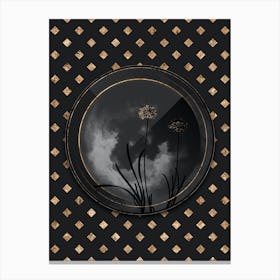 Shadowy Vintage Allium Carolinianum Botanical in Black and Gold Canvas Print
