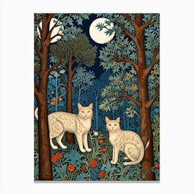 William Morris Rose Cats In The Forest Canvas Print