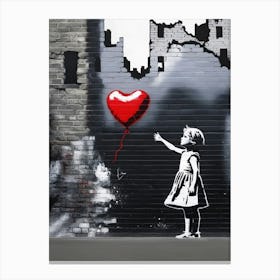 Banksy - Heart Balloon Canvas Print