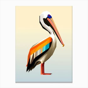 Colourful Geometric Bird Brown Pelican 1 Canvas Print