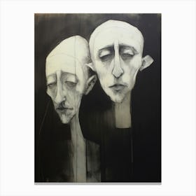 Geometric Line Drawing Of Two Faces Canvas Print