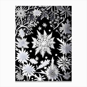 Bullet, Snowflakes, Linocut Canvas Print