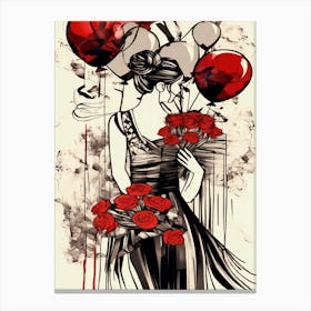 Dancer, Roses, Balloons Canvas Print