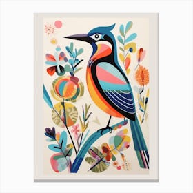 Colourful Scandi Bird Lark 3 Canvas Print