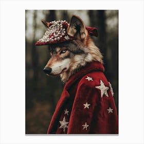 Wolf In Red Coat Canvas Print