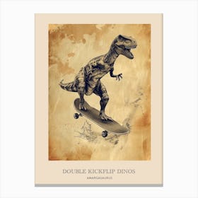 Amargasaurus Vintage Dinosaur Poster 1 Canvas Print