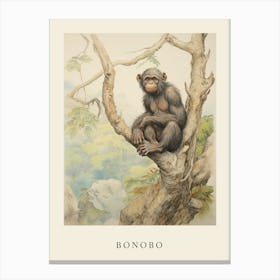 Beatrix Potter Inspired  Animal Watercolour Bonobo 2 Canvas Print