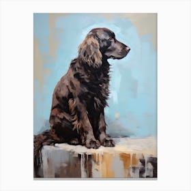 Newfoundland Dog, Painting In Light Teal And Brown 3 Canvas Print