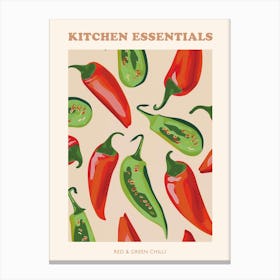 Red & Green Chilli Pattern Poster 3 Canvas Print