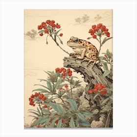 Vintage Japanese Frog Burrow 1 Canvas Print