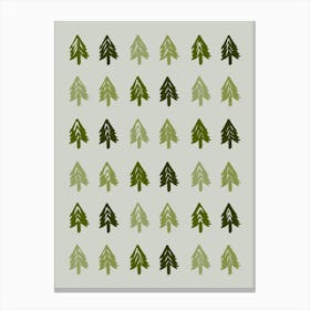 Woodland Tree Pattern Shades of Green Canvas Print