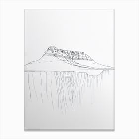 Table Mountain South Africa Line Drawing 4 Canvas Print