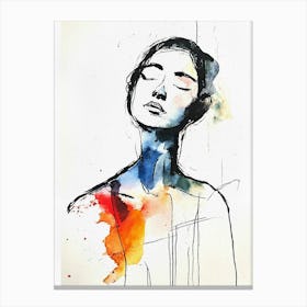 Woman Watercolor Painting 1 Canvas Print