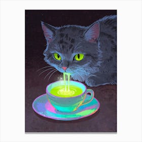 Cat Drinking Tea 1 Canvas Print