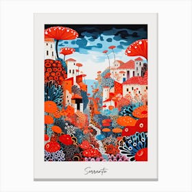 Poster Of Sorrento, Italy, Illustration In The Style Of Pop Art 3 Canvas Print
