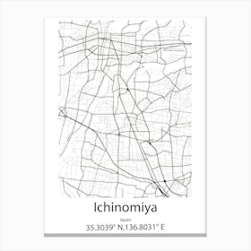 Ichinomiya,Japan Minimalist Map Canvas Print