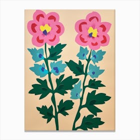 Cut Out Style Flower Art Delphinium 4 Canvas Print