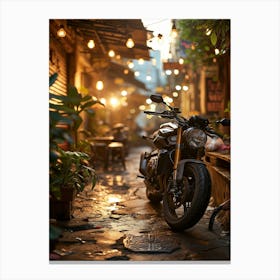 Motorcycle In The Alley 1 Canvas Print