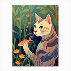 Cat With Fish 1 Canvas Print