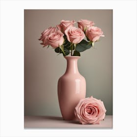 A Vase Of Pink Roses 63 Canvas Print