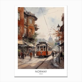 Oslo, Norway 1 Watercolor Travel Poster Canvas Print