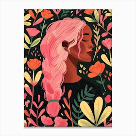 Portrait Of A Girl With Pink Hair Canvas Print