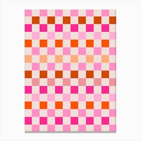 Pink And Orange Checkerboard Canvas Print