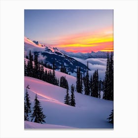 Davos, Switzerland Sunrise Skiing Poster Canvas Print