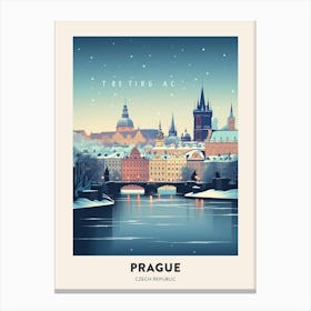 Winter Night  Travel Poster Prague Czech Republic 1 Canvas Print